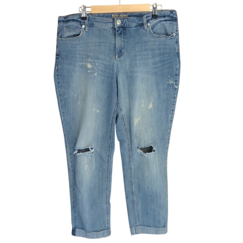 Ruff Hewn Women's Distressed Easy Slim Taylor Blue Jeans Sz 16W